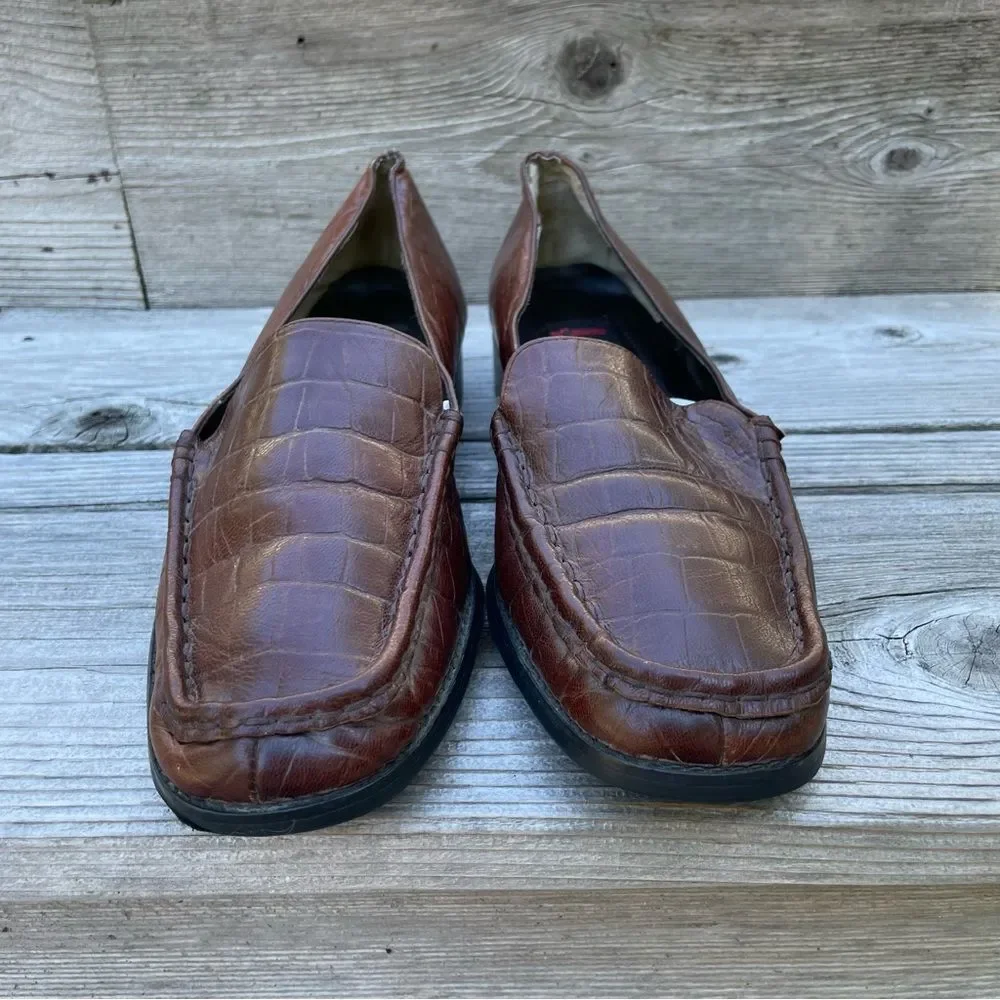 Falchi by Carlos Falchi “Lana” brown leather loafers 8.5